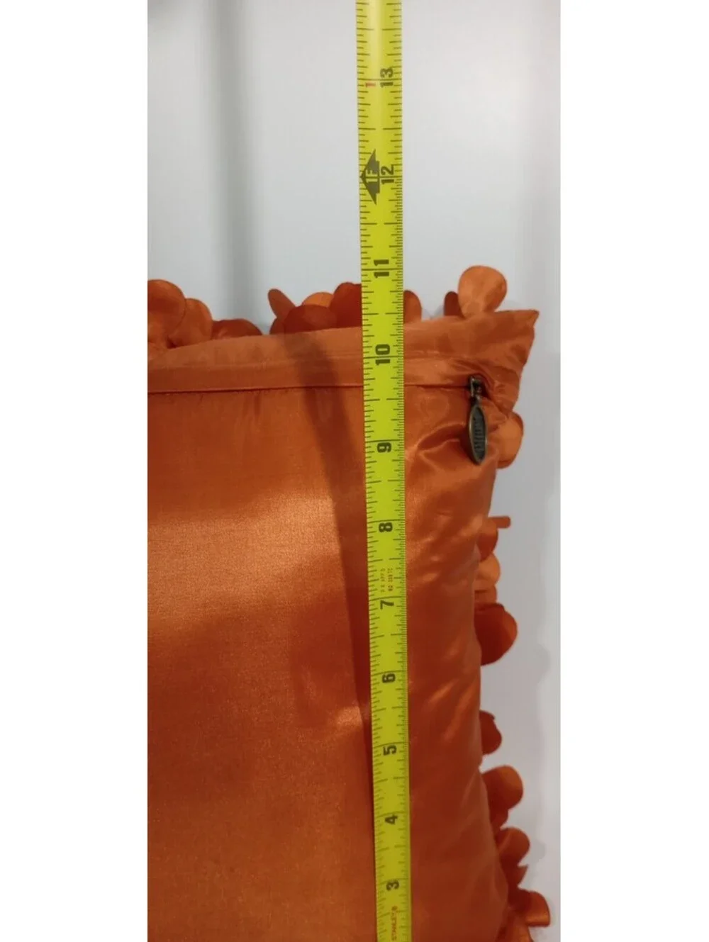 Pier 1 Imports Rectangular Zippered Pillow Cover Orange Tangerine Satin Ruffle